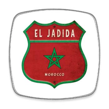 El Jadida Morocco Coat of Arms Flags Design - Square fridge magnet - white - Front