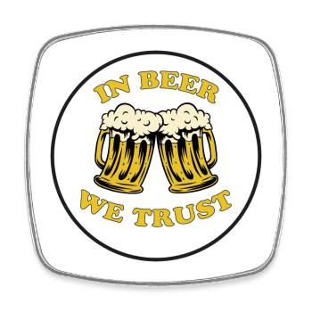 in beer we trust sticker Bier birra cerveza bière - Square fridge magnet - white - Front