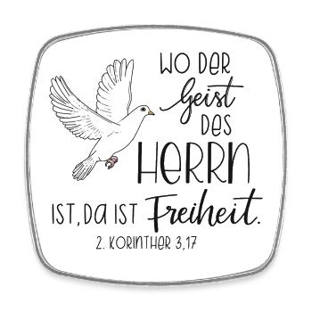 Wo der Geist des Herrn ist, da ist Freiheit - Viereckiger Kühlschrankmagnet - Weiß - Vorne