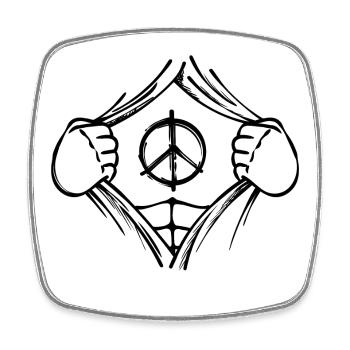 Peace Love Justice Peace Sign - Square fridge magnet - white - Front