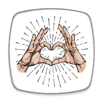 Emotionen Menschlichkeit Frieden Liebe Herz - Viereckiger Kühlschrankmagnet - Weiß - Vorne