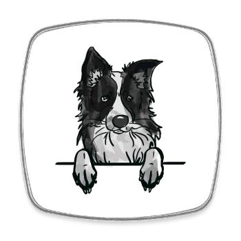 Border Collie Dog pour les amateurs de chiens qui jettent un coup d’œil - Magnet carré - blanc - Devant
