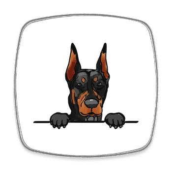 German Pinscher Dog for Peeking Dog Lovers - Square fridge magnet - white - Front
