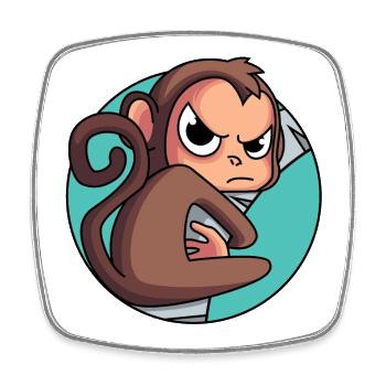 Monkey driven up the wall - Square fridge magnet - white - Front