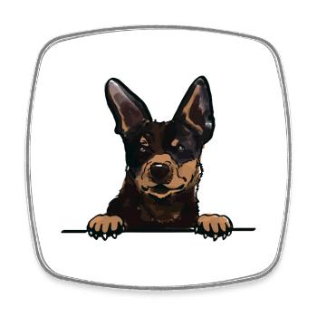 Harlequin Pinscher Dog for Peeking Dog Lovers - Square fridge magnet - white - Front