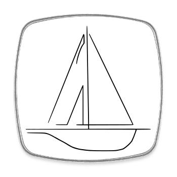 Segelschiff - Viereckiger Kühlschrankmagnet - Weiß - Vorne