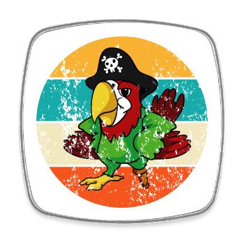 Vintage Retro Papagei Pirat - Viereckiger Kühlschrankmagnet - Weiß - Vorne