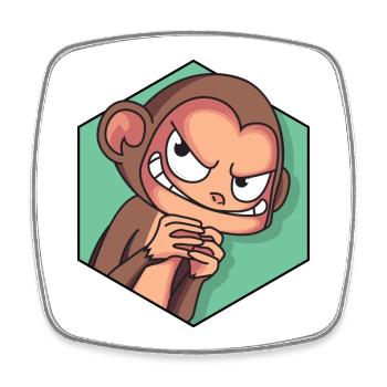 Cunning monkey | Funny monkey - Square fridge magnet - white - Front