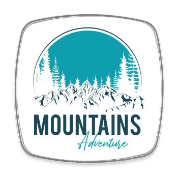 Mountains Adventure - Viereckiger Kühlschrankmagnet - Weiß - Vorne