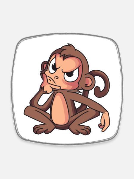 Clever Monkey - Square fridge magnet - white