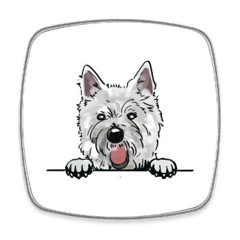 Westie Dog für Peeking Dog Lovers - Viereckiger Kühlschrankmagnet - Weiß - Vorne