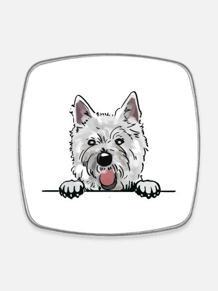 Westie Dog for Peeking Dog Lovers - Square fridge magnet - white