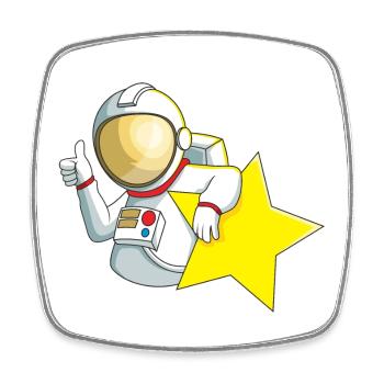 Astronauten Stern - Viereckiger Kühlschrankmagnet - Weiß - Vorne