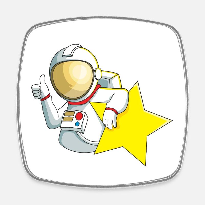 Astronauten Stern - Viereckiger Kühlschrankmagnet - Weiß