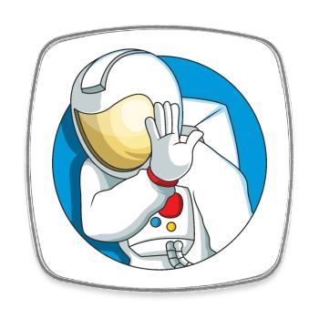 Shy astronaut - Square fridge magnet - white - Front