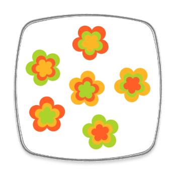 des années 70 motif de fleur - Magnet carré - blanc - Devant