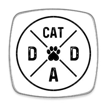 Cat Dad Katzen Papa Herz Pfote Katze Katzenpapa - Viereckiger Kühlschrankmagnet - Weiß - Vorne