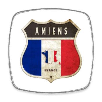 Amiens France Coat of Arms Flags Design - Square fridge magnet - white - Front