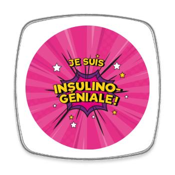 Je suis diabétique, je suis insulino-géniale ! - Magnet carré - blanc - Devant
