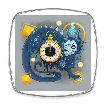Blue Ink Spirits Poster - Dämonenwächter der Zeit - Viereckiger Kühlschrankmagnet - Weiß - Vorne