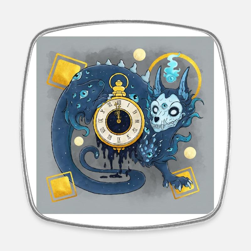 Blue Ink Spirits Posters - Demon Guardian of Time - Square fridge magnet - white