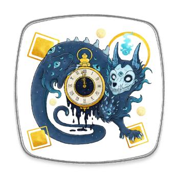 Blue Ink Spirits - Chinesischer Dämonenwächter der Zeit - Viereckiger Kühlschrankmagnet - Weiß - Vorne