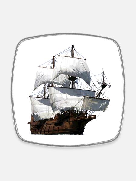 Voilier - Magnet carré - blanc