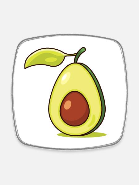Avocado - Viereckiger Kühlschrankmagnet - Weiß