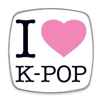 I LOVE K-POP - Viereckiger Kühlschrankmagnet - Weiß - Vorne