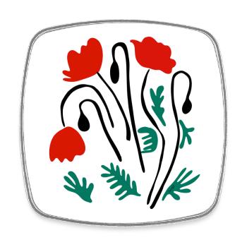 Mohnblumen Matisse inspiriert - Viereckiger Kühlschrankmagnet - Weiß - Vorne