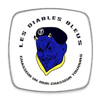 Mottos Chasseurs Diables Bleus - Französische Armee - Viereckiger Kühlschrankmagnet - Weiß - Vorne