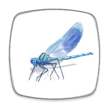 Blue Dragonfly Ember Print - Square fridge magnet - white - Front