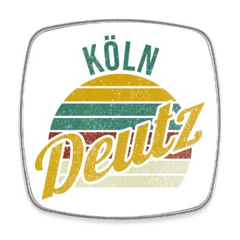 Kölsche Veedel - Köln-Deutz - Viereckiger Kühlschrankmagnet - Weiß - Vorne