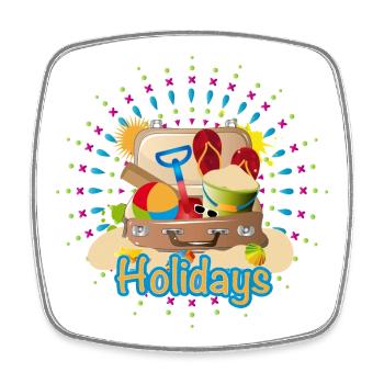 full of suitcases packed for the beach holiday - Square fridge magnet - white - Front