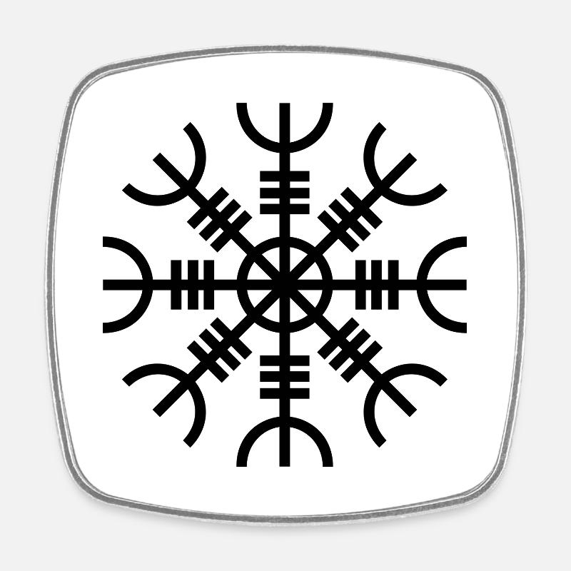 Helm of Awe - Aegishjalmur Viking (black) - Square fridge magnet - white