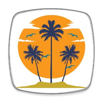 Sunset with palm trees silhouette - Square fridge magnet - white - Front