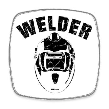 Welder Team schwarz - Viereckiger Kühlschrankmagnet - Weiß - Vorne