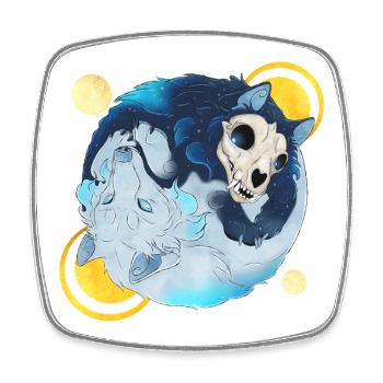 Blue Ink Spirits - Tao Wolves Schatten & Licht 2 - Viereckiger Kühlschrankmagnet - Weiß - Vorne