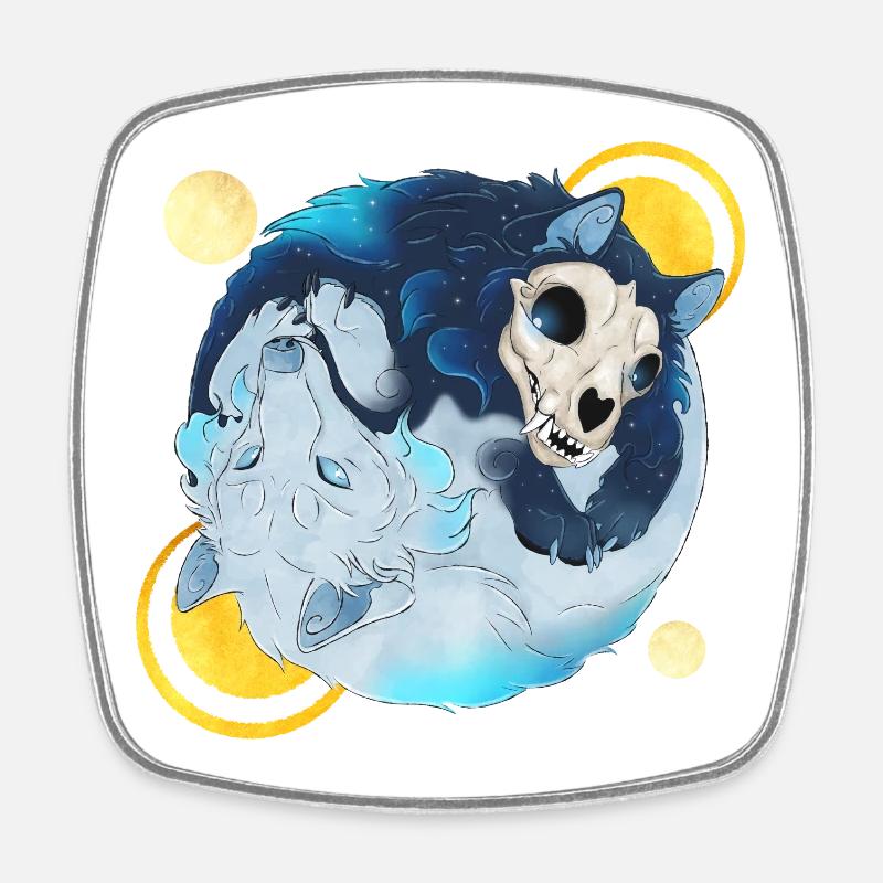Blue Ink Spirits - Tao Wolves Shadow & Light 2 - Square fridge magnet - white