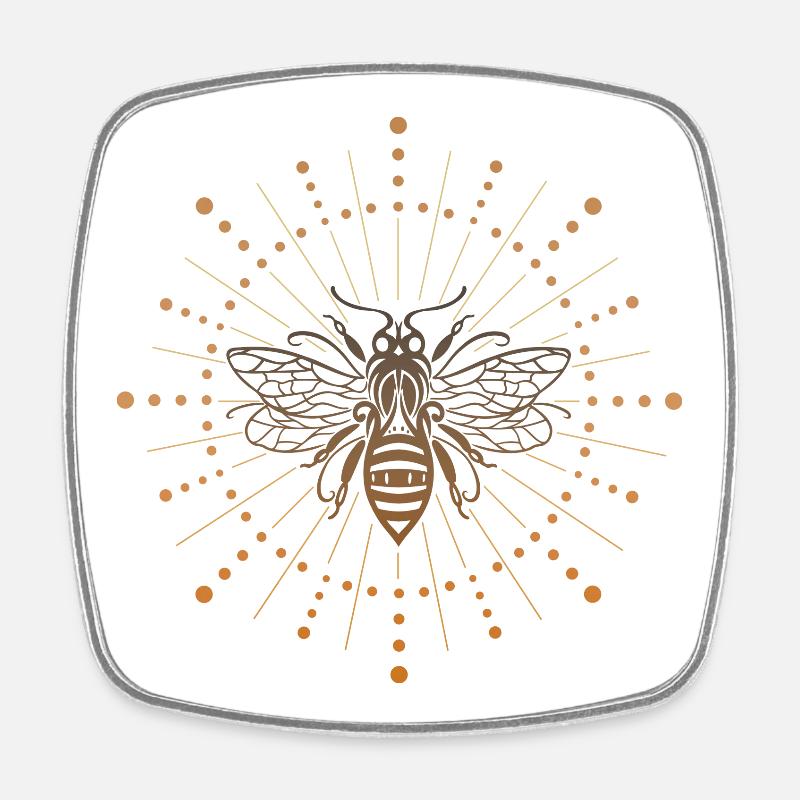 Bee honey bee with sun - Square fridge magnet - white
