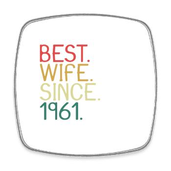 Beste Ehefrau Seit 1961 - Jahrestag Geschenk - Viereckiger Kühlschrankmagnet - Weiß - Vorne