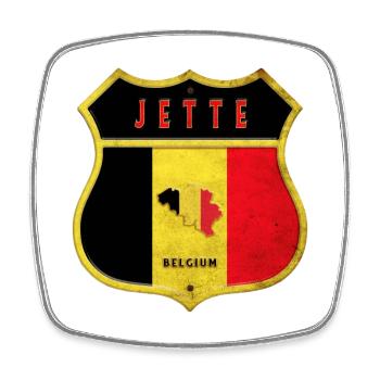 Jette Belgium Coat of Arms Flags Design - Square fridge magnet - white - Front