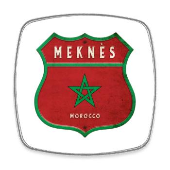 Meknès Morocco Coat of Arms Flags Design - Square fridge magnet - white - Front