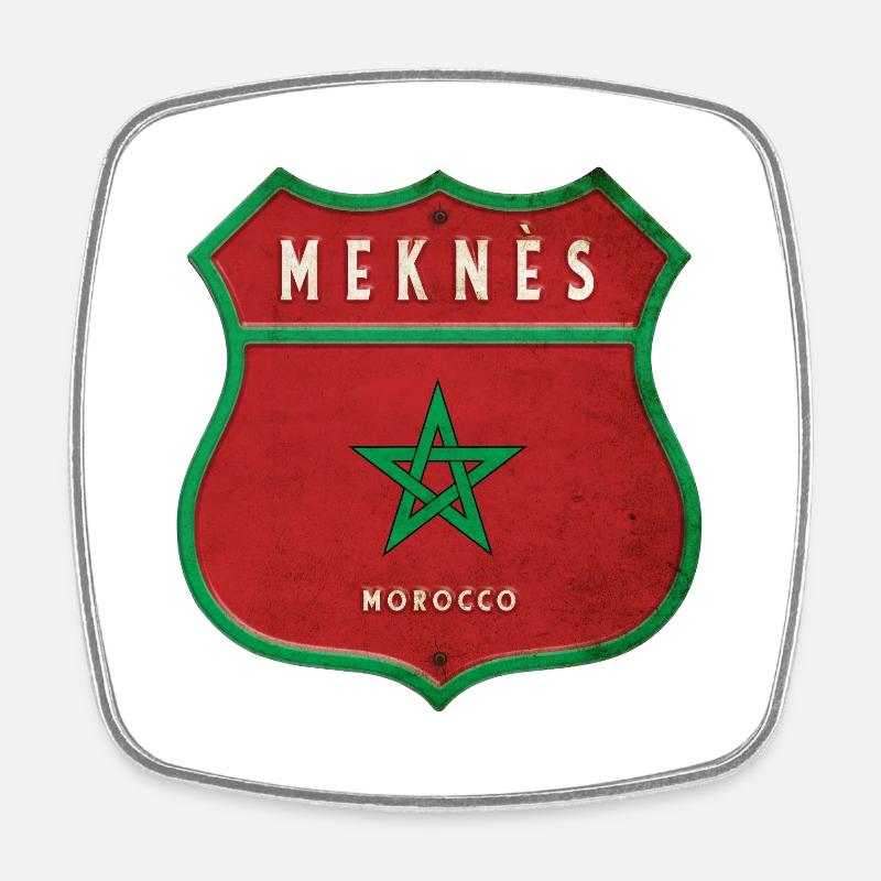 Meknès Maroc Armoiries Drapeaux Design - Magnet carré - blanc