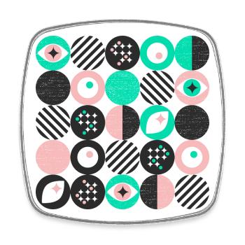 mutiger Minimalismus l Punkte l mint & pink - Viereckiger Kühlschrankmagnet - Weiß - Vorne