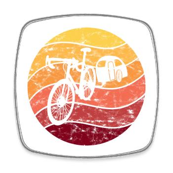 Fahrradcamping Fahrrad Camping Vintage Retro - Viereckiger Kühlschrankmagnet - Weiß - Vorne