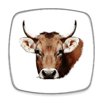 süße tierdesigns mädchen, kuh beige, rustikal - Viereckiger Kühlschrankmagnet - Weiß - Vorne