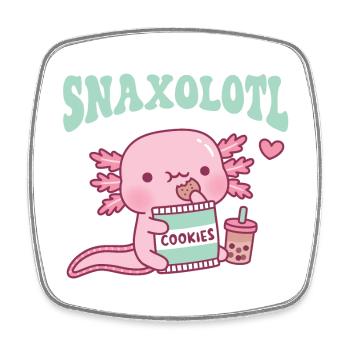 Cute Snaxolotl Axolotl Snacking On Cookies - Square fridge magnet - white - Front