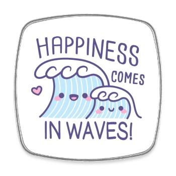 Le bonheur mignon vient par vagues - Magnet carré - blanc - Devant