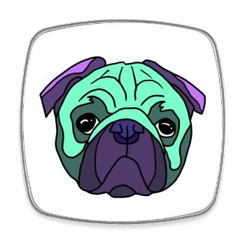 Mint Pug Kopf PopArt mobs  - Viereckiger Kühlschrankmagnet - Weiß - Vorne